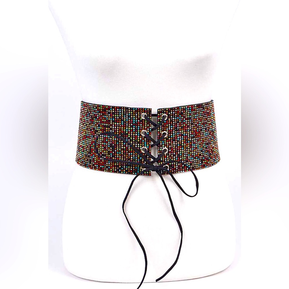 Rhinestone Adjustable Waist Corset Statement Belt